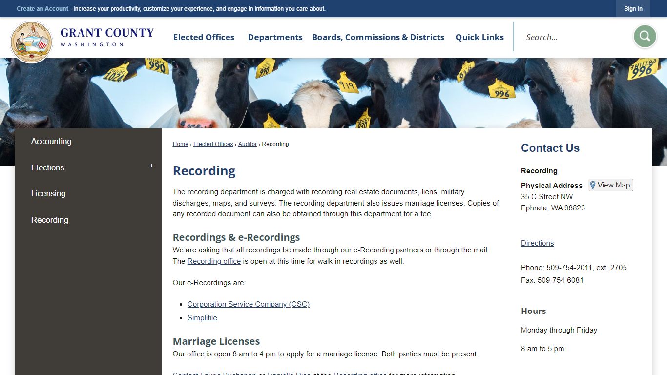Recording | Grant County, WA